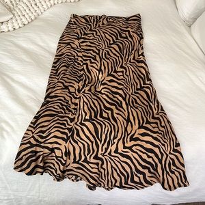 Bardot Zebra Print Silk Skirt